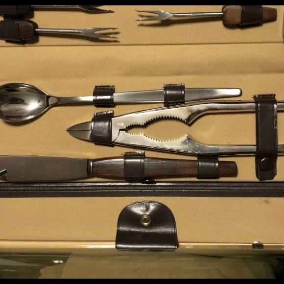 German Solingen Rostfrei Brown Leather Bar Set - Picture 2 of 7